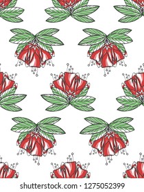 Seamless texture with red flowers. Spring background. Repeating pattern. Can be used as wallpaper, desktop, wrapping, fabric or background for your blog, covers, cards.