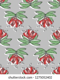 Seamless texture with red flowers. Spring background. Repeating pattern. Can be used as wallpaper, desktop, wrapping, fabric or background for your blog, covers, cards.