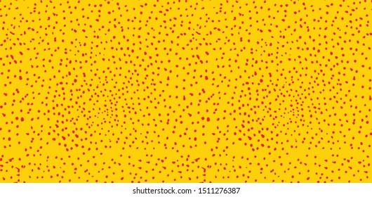 Seamless texture with red hand drawn dots on yellow background