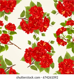 Seamless texture red hibiscus tropical flowers  nature background vintage  vector botanical illustration editable hand draw