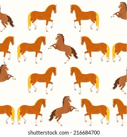 Seamless texture red horse and bay horse vector illustration