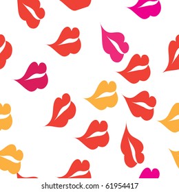 Seamless texture with a lot of red lips prints