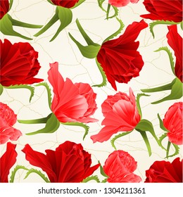 Seamless texture red and pink roses flower and buds  nature background vintage  vector  illustration editable hand draw