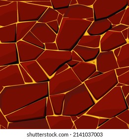 Seamless texture red stone with lava or fire