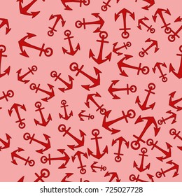 Seamless texture. Reds anchors on a pink background