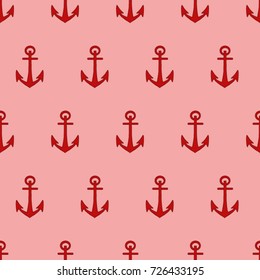 Seamless texture. Reds anchors on a pink background