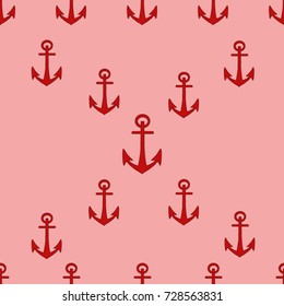 Seamless texture. Reds anchors on a pink background