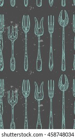 Seamless texture. Repeated pattern with ornament with forks. Texture with cutlery. Nice background for your projects. 