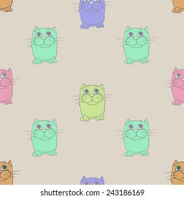 Seamless texture of repeating images built cats.
