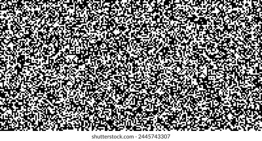 Seamless texture with retro television grainy black and white noise effect. 100x200 Pixels background. TV screen no signal. Horizontal rectangle format. Simple vintage bitmap vector illustration