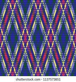 Seamless texture with rhombic pattern in multicolor hues, vector as a fabric texture