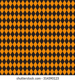 Seamless texture of rhombuses. Black and orange colors.