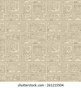 Seamless texture - roads and the city. Vector.
