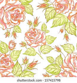 Seamless texture of roses. Vector illustration