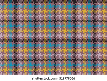 Seamless texture of rough cotton fabric with plaid