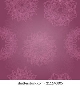 Seamless texture with round ornamental patterns. Vector art