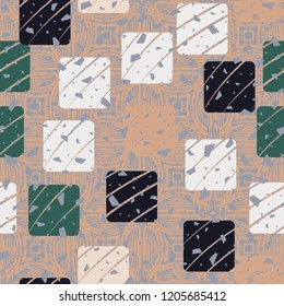 Seamless texture with rounded squares on a bubble-patterned background. With the ability to edit.