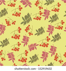 Seamless texture with rowan leafs.Endless floral pattern. You can use it in textile design, greeting cards, graphic design. 