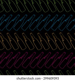 Seamless texture with rows of color contours from bottles