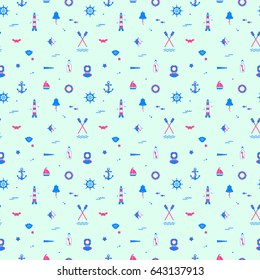 Seamless texture from sailing elements. Pattern, abstract background, wallpaper. Nautical collection,  marine travel icons.