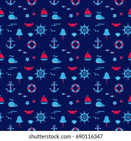 Seamless texture from sailing elements. Pattern, abstract background, wallpaper.