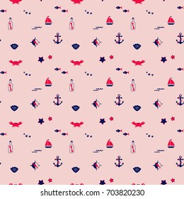 Seamless texture from sailing elements. Pattern, abstract background, wallpaper.