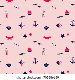 Seamless texture from sailing elements. Pattern, abstract background, wallpaper.