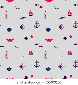 Seamless texture from sailing elements. Pattern, abstract background, wallpaper.
