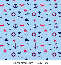 Seamless texture from sailing elements. Pattern, abstract background, wallpaper.