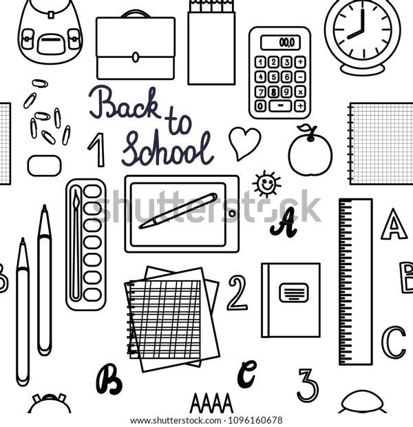 Seamless Texture School Theme Black White Stock Vector (Royalty Free ...