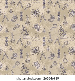 seamless texture for science, vector illustration, hand drawn doodle style