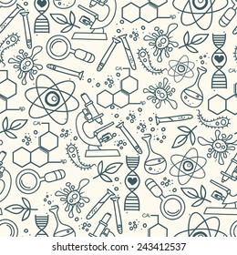 seamless texture for scince, vector illustration, hand drawn doodle style