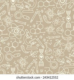 seamless texture for scince, vector illustration, hand drawn doodle style