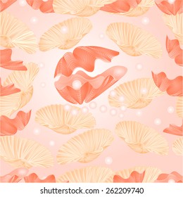 Seamless  texture   sea shells and pearls sea life background vector Illustration 
