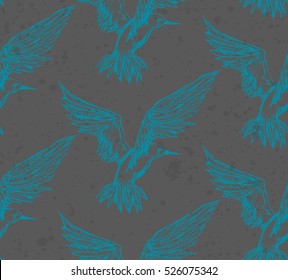 Seamless Texture With Seagulls /  Flying Gull / Soaring Birds / Repeated Pattern. It Can Be Used As Wallpaper, Upholstery, Wrapping, Fabric Or Your Design.