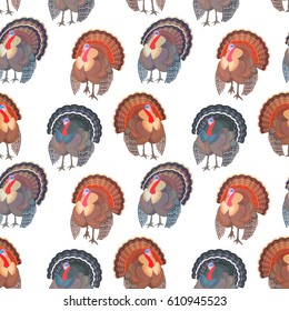 seamless texture with set wild turkeys for your design