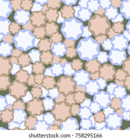 Seamless texture. Seven-pointed stars on rounded heptagons. Fashionable camouflage.