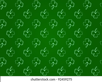 seamless texture with shamrock on dark green background. St Patrick's day illustration