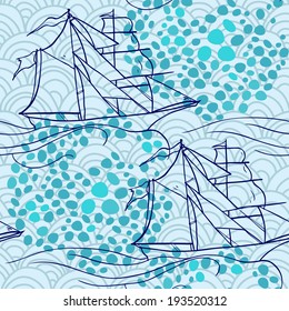 seamless texture with ships, vector illustration