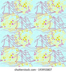 seamless texture with ships, vector illustration