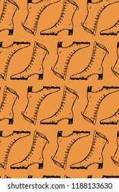Seamless texture with shoes. Repeating background with Women boots.
