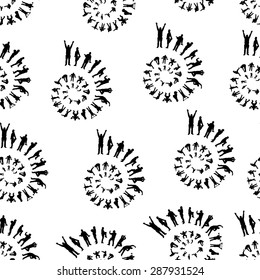 Seamless texture with silhouette for sporting in spiral.