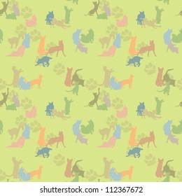 seamless texture with silhouettes of cats