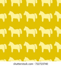 Seamless texture. Silhouettes of yellow horses on a brown background