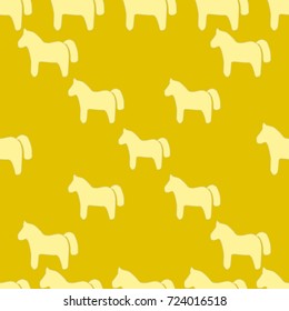 Seamless texture. Silhouettes of yellow horses on a brown background