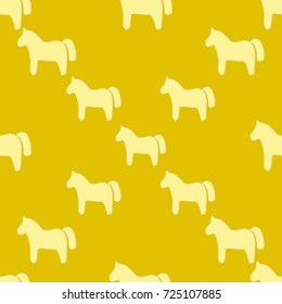 Seamless texture. Silhouettes of yellow horses.