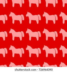 Seamless texture. Silhouettes of yellow horses on a red background