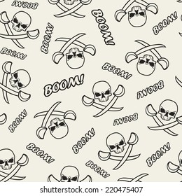 Seamless texture with skulls and pirate swords