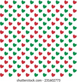 Seamless Texture of  Slant Heart of Red And Green Colors on White Background.