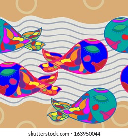 Seamless texture with sleeping fish